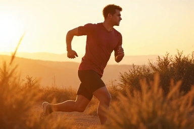 Man running with high energy